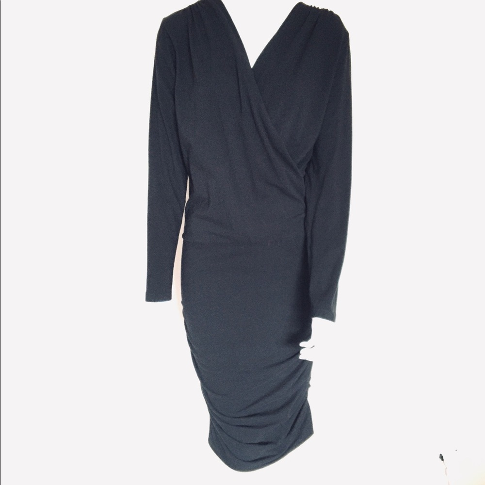 Sundry Ruched Surplice Black Dress Size 3
